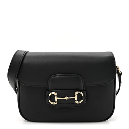 Arabella Calfskin Horsebit 1955 Soft Small Shoulder Bag Black
