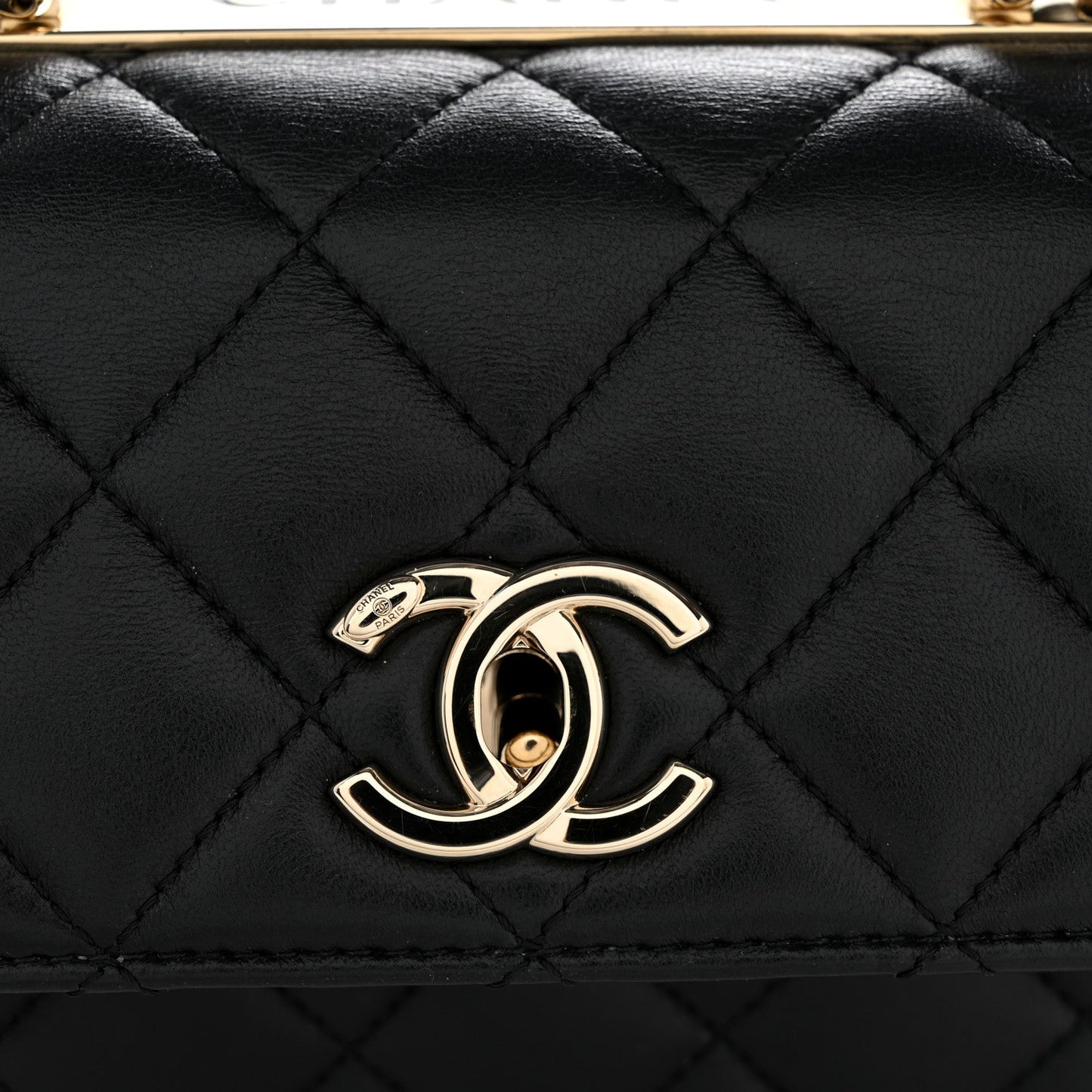 Lambskin Quilted Small Trendy CC Dual Handle Flap Bag Black