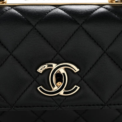 Lambskin Quilted Small Trendy CC Dual Handle Flap Bag Black
