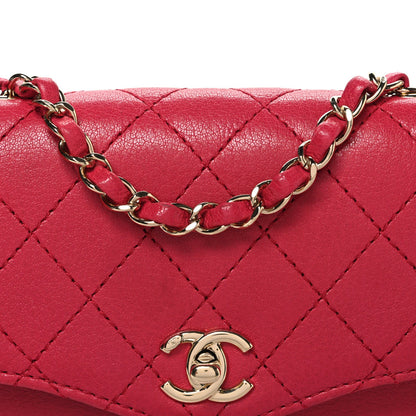 Goatskin Quilted Coco Curve Flap Messenger Flap Dark Pink