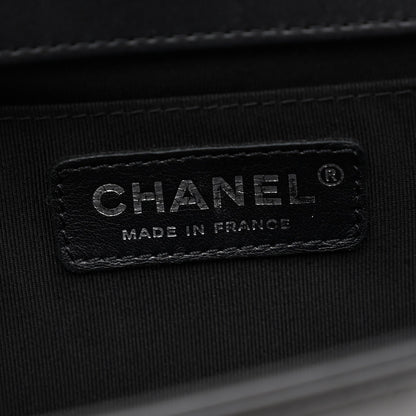 Lambskin Chevron Quilted Medium Boy Flap Black