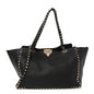 Vitello Medium Rockstud Tote Black