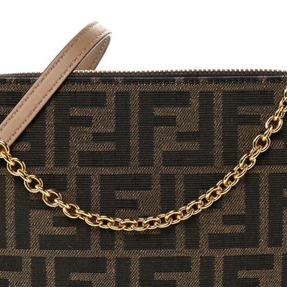 Fabric Jacquard Vitello Grace FF 1974 Baguette Pouch Tobacco Moro Sand