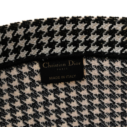 Canvas Houndstooth Embroidered Large Book Tote Black White