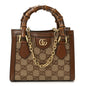 New Canvas Charisma Calfskin Crystal GG Monogram Mini Diana Tote Bag Camel Ebony