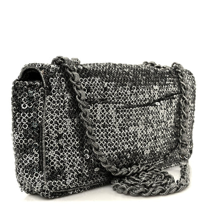 Sequin East West Flap Dark Silver