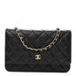 Lambskin Quilted Wallet On Chain WOC Black