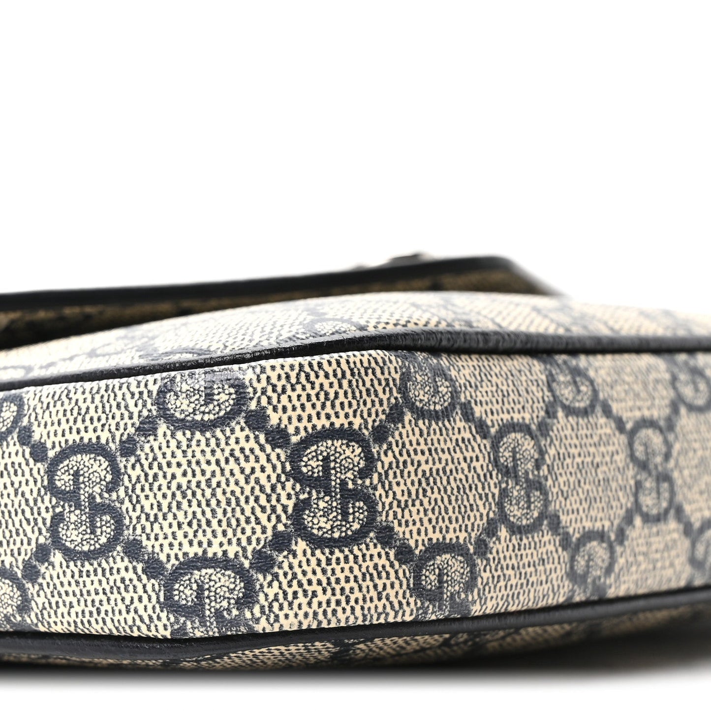 GG Supreme Monogram Textured Dollar Calfskin Web Mini Ophidia Envelope Shoulder Bag Beige Blue
