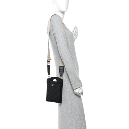Calfskin GG Matelasse Mini Top Slip Handle Crossbody Bag Black Natural