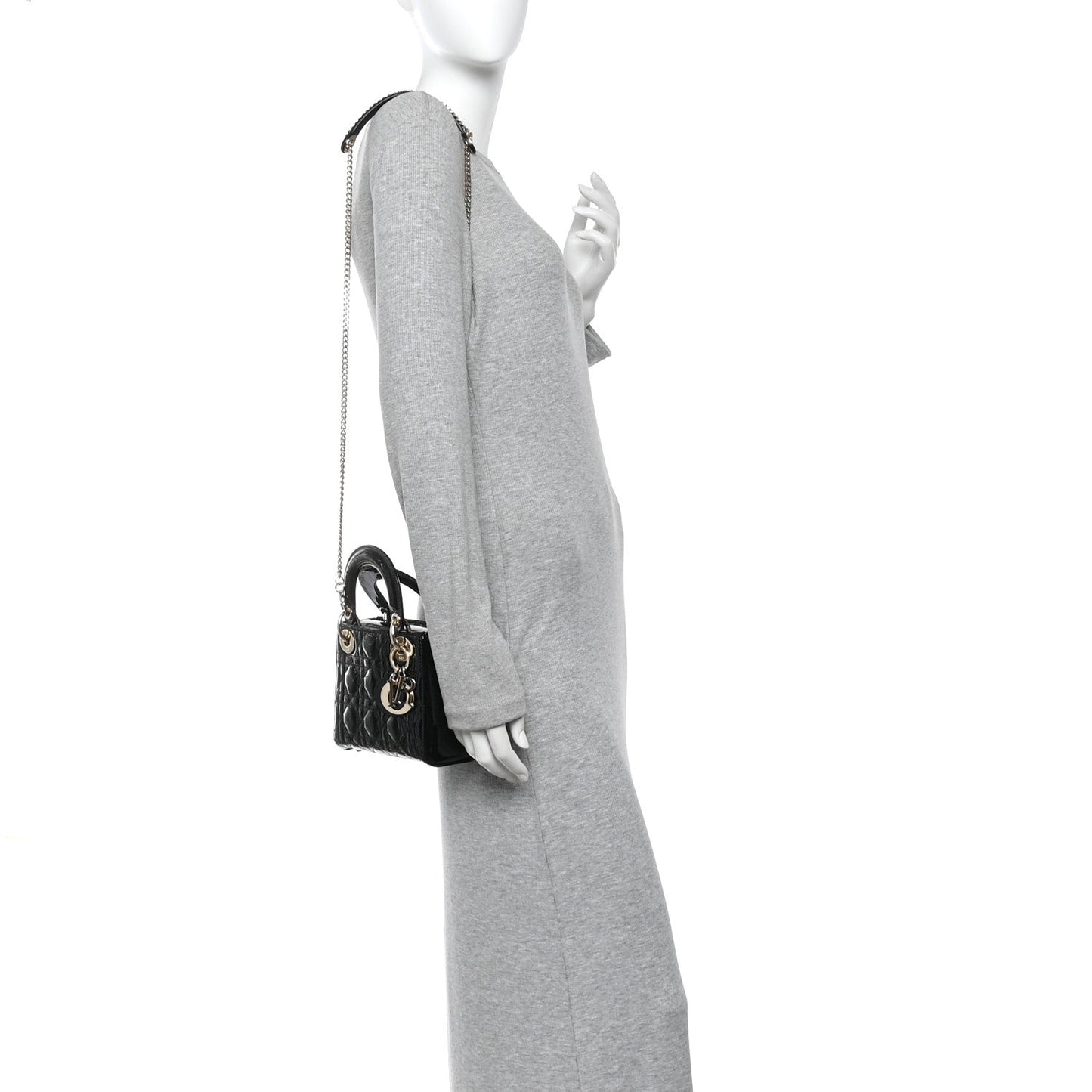 Patent Cannage Mini Lady Dior Black