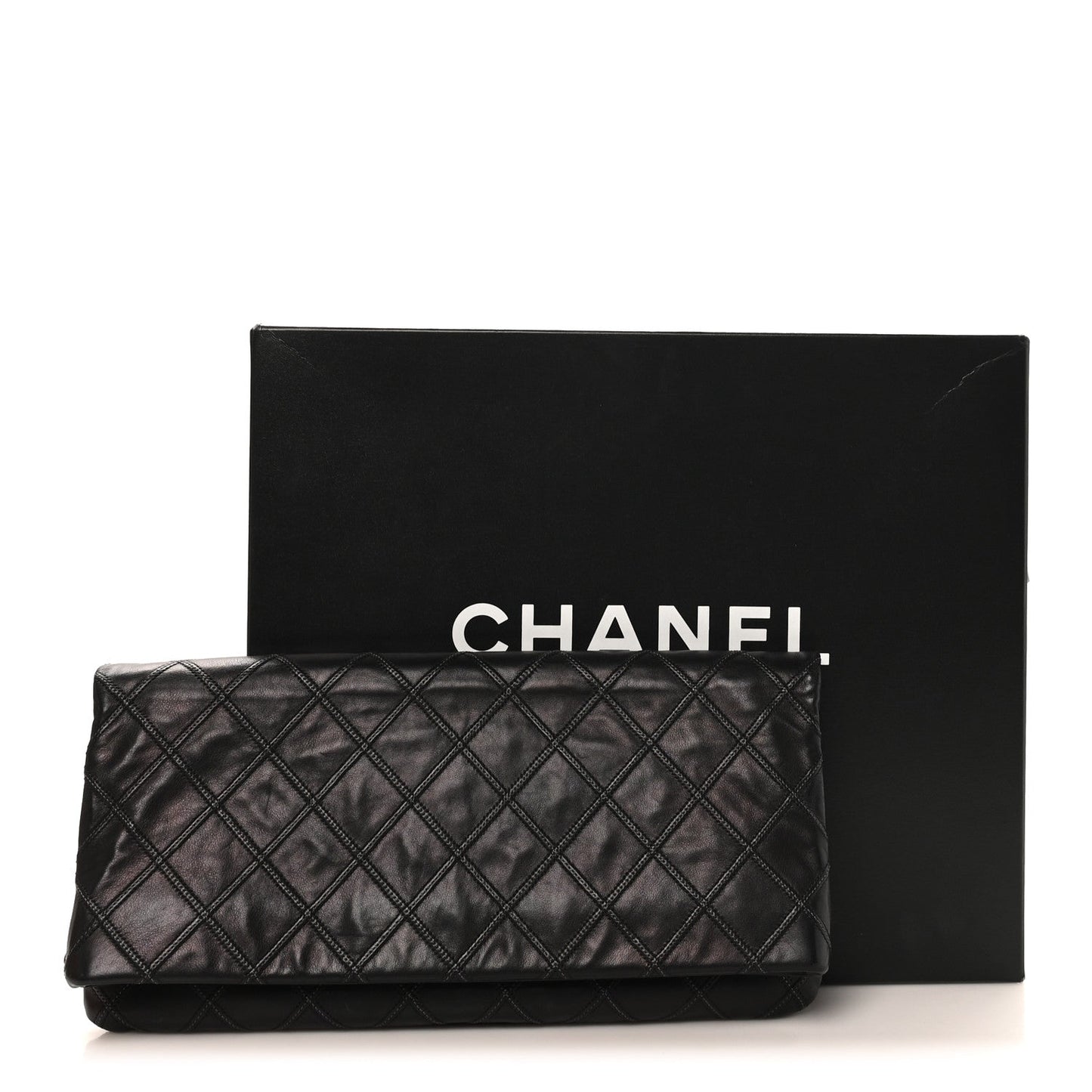 Calfskin Stitched Thin City Clutch Black
