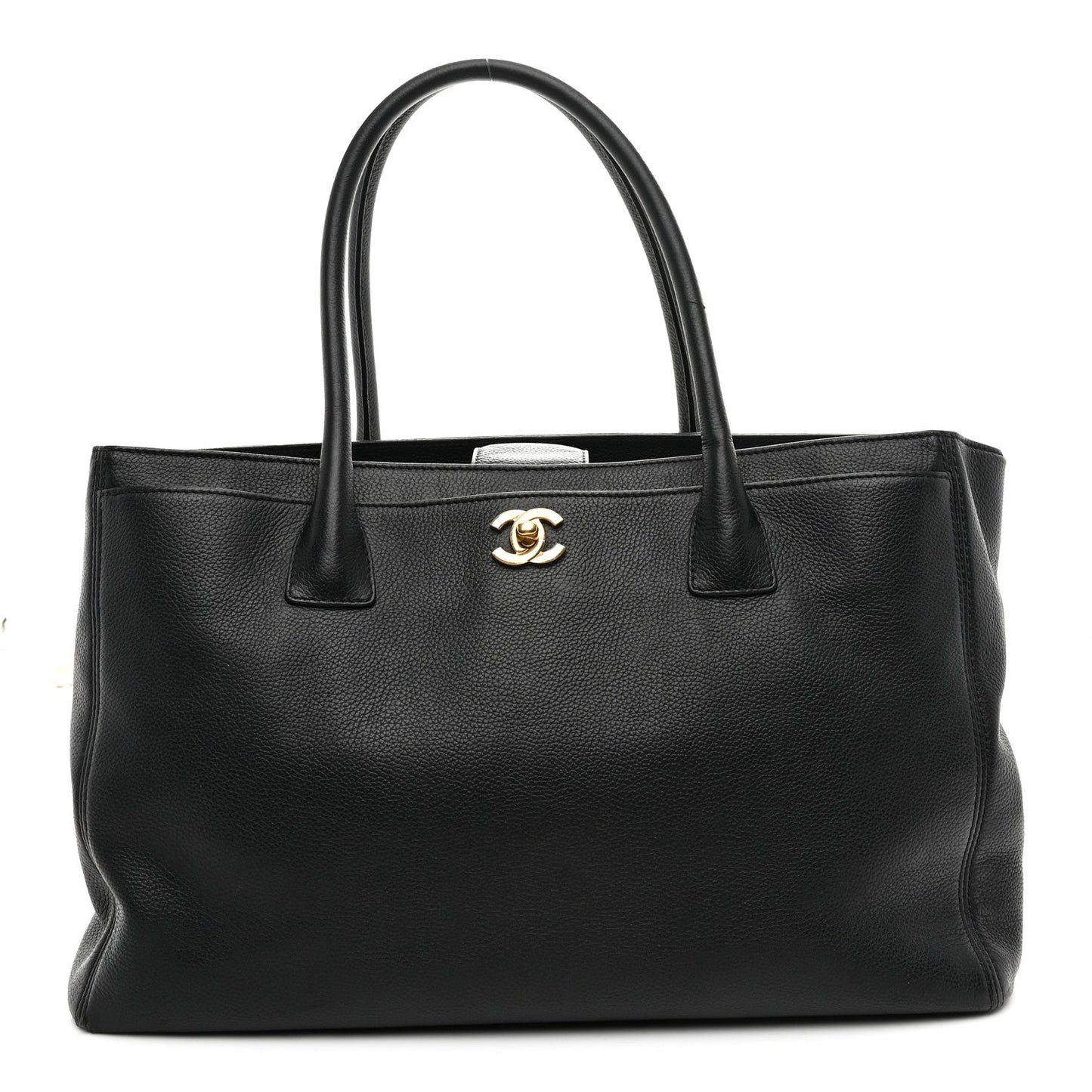 Calfskin Cerf Executive Shopper Tote Black