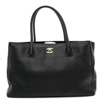 Calfskin Cerf Executive Shopper Tote Black