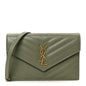 Grain De Poudre Matelasse Chevron Monogram Envelope Chain Wallet Light Sage