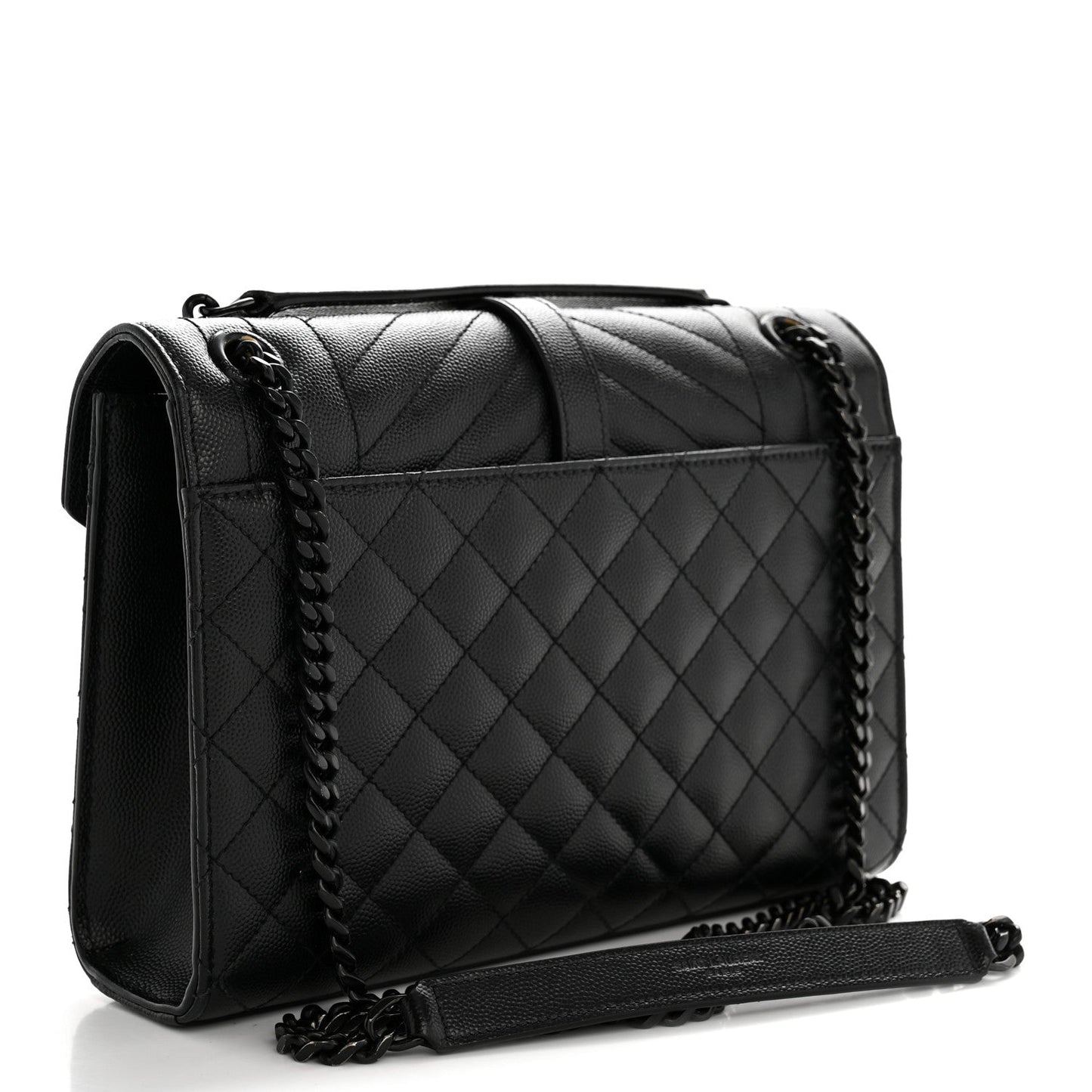 Grain De Poudre Textured Mixed Matelasse Triquilt Medium Monogram Monochrome Satchel Black