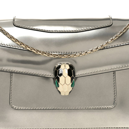 Metallic Calfskin Serpenti Forever Shoulder Bag Silver