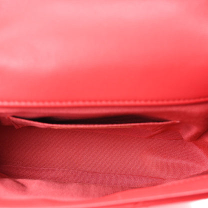 Lambskin Quilted Small Circular Handle Bag Brilliant Rouge