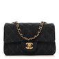 Denim Quilted Mini Rectangular Flap Dark Blue