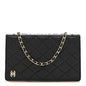 Lambskin Quilted Book Wallet On Chain WOC Black