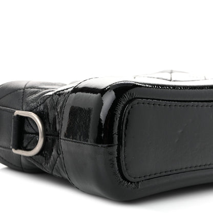 Patent Goatskin Quilted Small Gabrielle Hobo Black