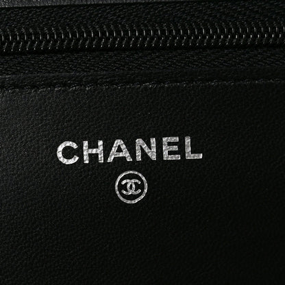 Lambskin Quilted Wallet On Chain WOC Black