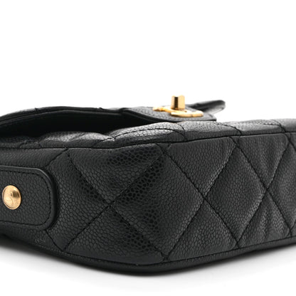 Caviar Quilted Mini Chain Flap Black