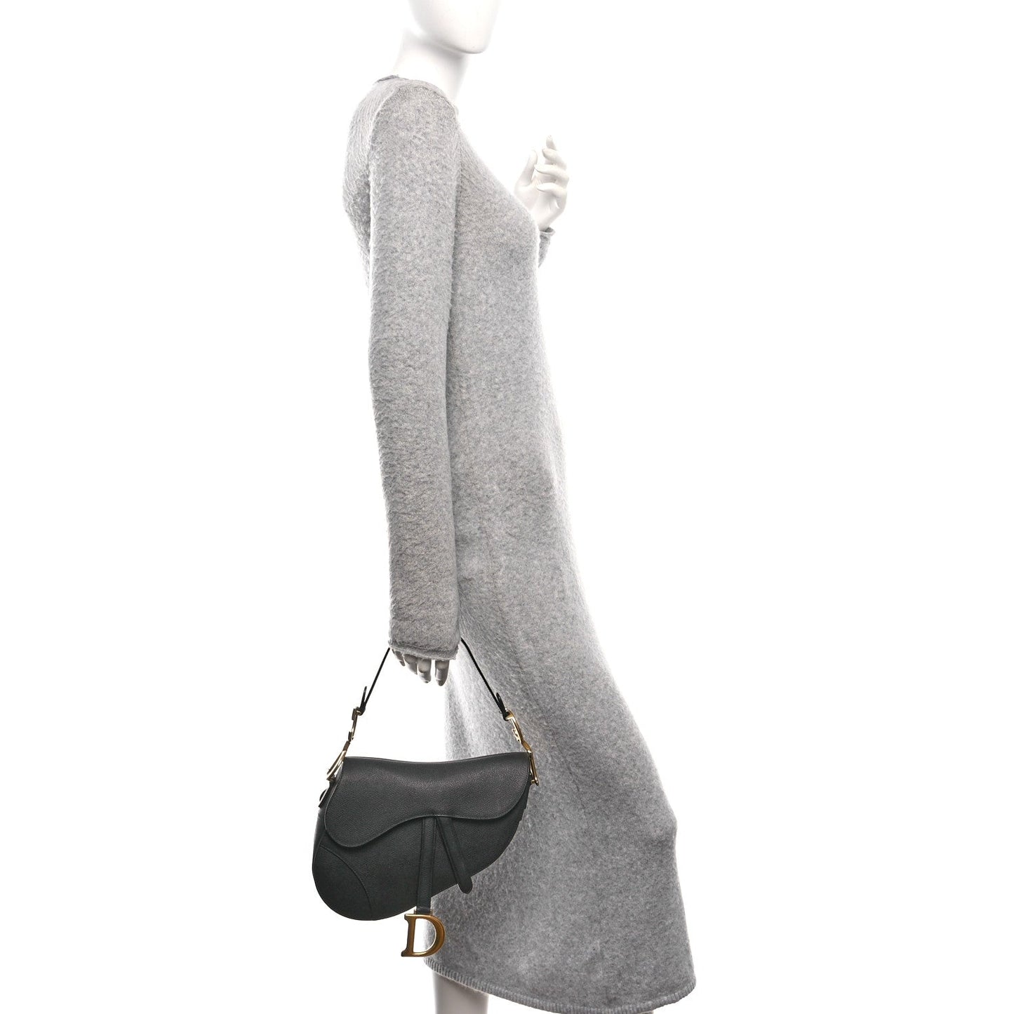 Grained Calfskin Saddle Bag Black
