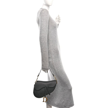 Grained Calfskin Saddle Bag Black