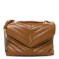 Calfskin Y Quilted Monogram Medium Loulou Chain Satchel Dark Natural