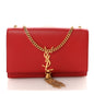 Smooth Calfskin Medium Classic Monogram Kate Tassel Satchel Lipstick Red