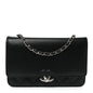 Grained Calfskin Quilted CC Box Wallet On Chain WOC Black