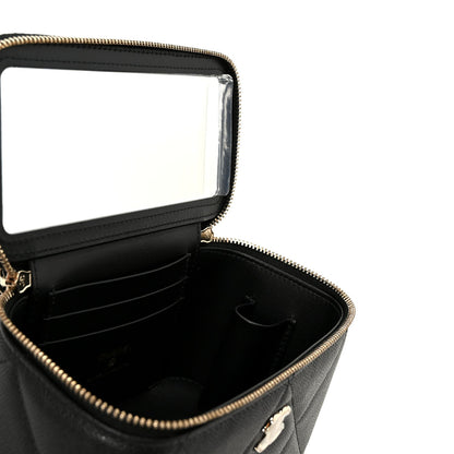 Caviar Quilted Top Handle Long Vanity Black