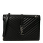 Smooth Calfskin Matelasse Chevron Large Monogram Satchel Black
