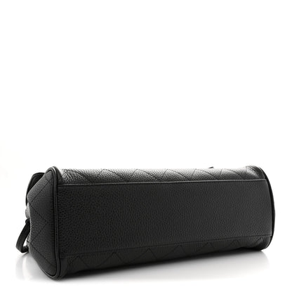 Grained Calfskin Urban Essentials Small Shopping Bag Black