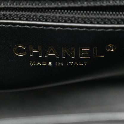 Shiny Aged Calfskin Quilted Nano Kelly Shopper Black