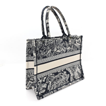 Canvas Embroidered Medium Dioriviera Toile De Jouy Reverse Book Tote Blue