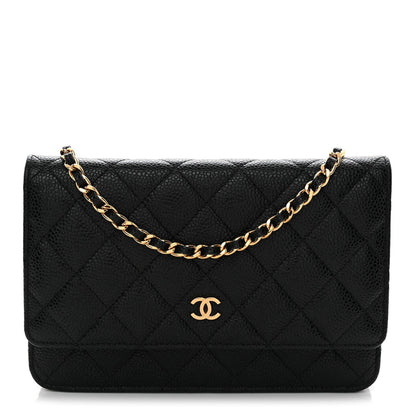 Caviar Quilted Wallet On Chain WOC Black