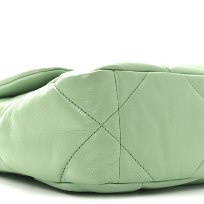 Goatskin Quilted Medium Chanel 19 Flap Light Green