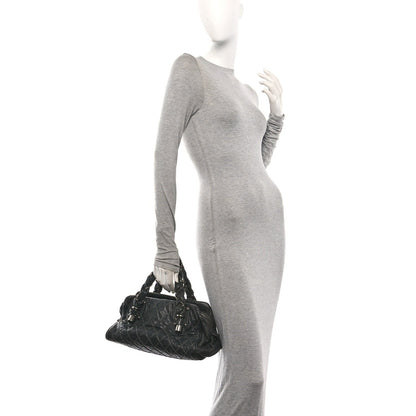 Distressed Lambskin Lady Braid Bowler Grey