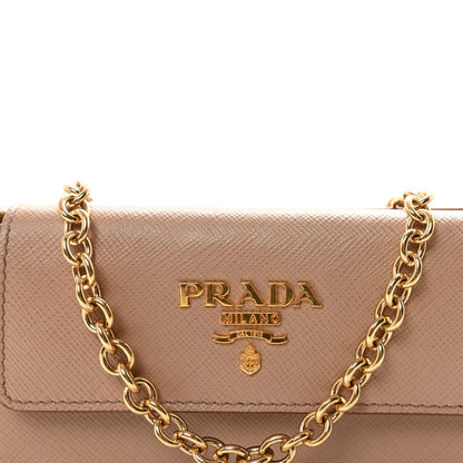 Saffiano Chain Wallet Cammeo