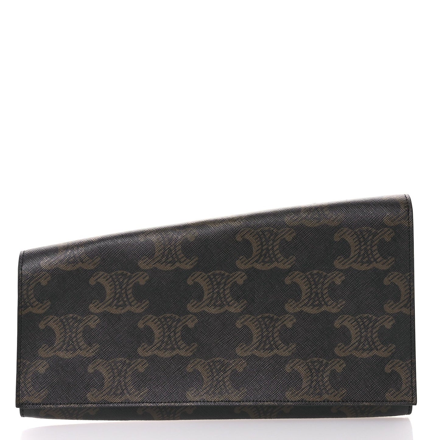Triomphe Canvas Asymmetric Clutch Tan
