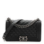 Grained Calfskin Quilted Medium Boy Flap Black