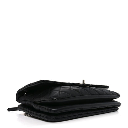 Lambskin Quilted Jumbo Chanel 3 Flap Bag Black