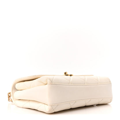 Lambskin Quilted Small CC Crystal Logo Chain Flap White