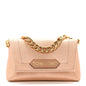Coated Metallic Denim Mini Label Chain Shoulder Bag Iced Nude