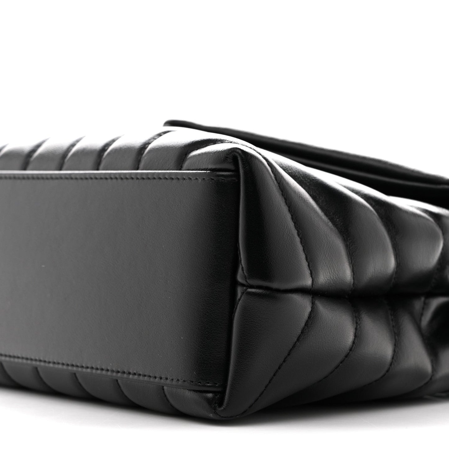 Calfskin Y Quilted Monogram Monochrome Small Loulou Chain Satchel Black