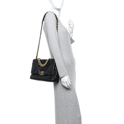 Lambskin Quilted Large Chanel 19 Flap Black
