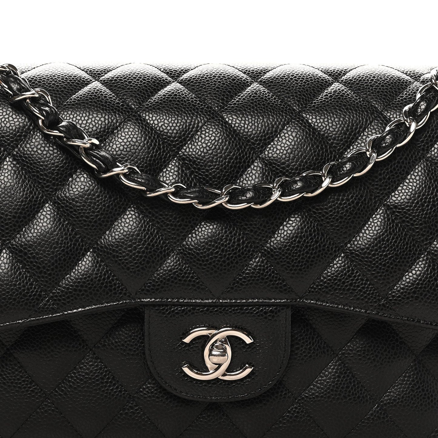 Caviar Quilted Jumbo Double Flap Black