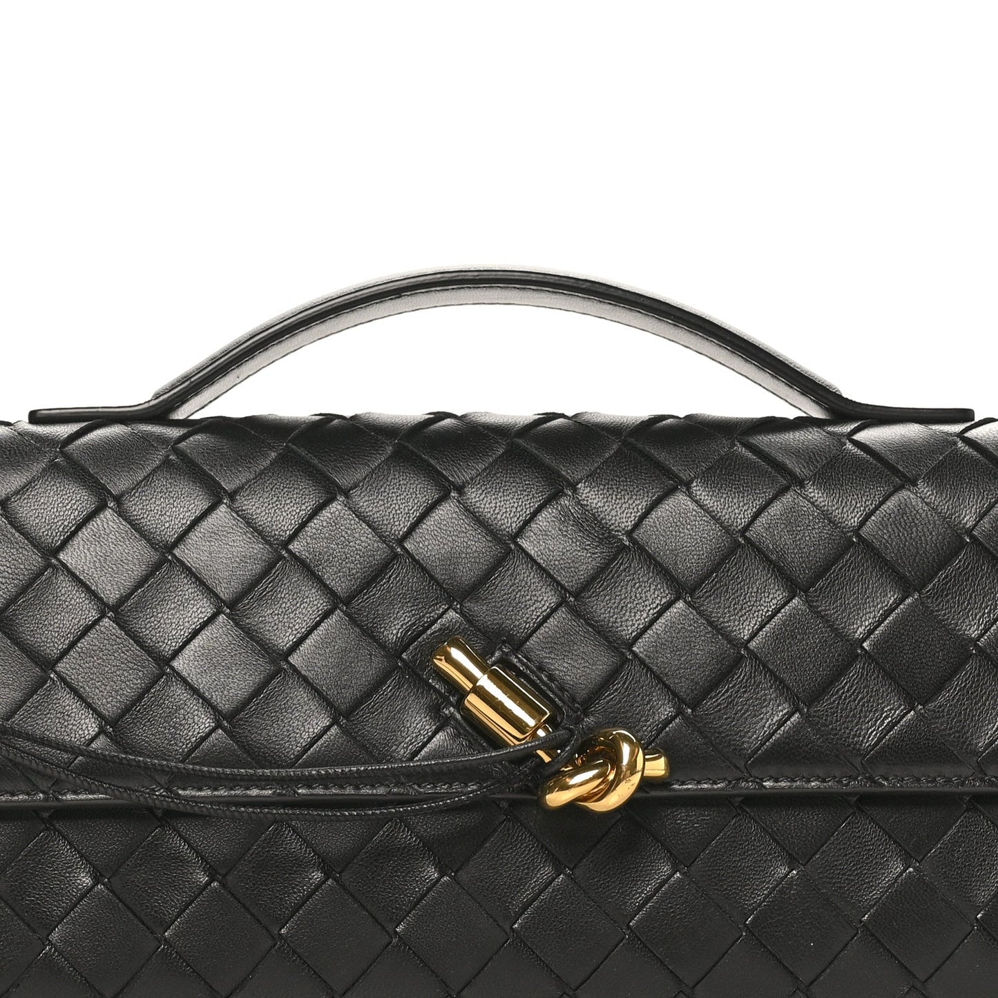 Nappa Intrecciato Long Andiamo Top Handle Clutch Black