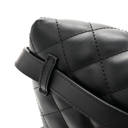 Calfskin Quilted Waist Belt Bag Black